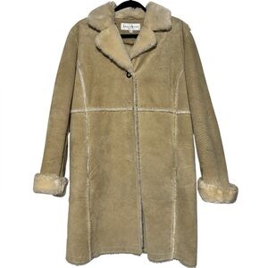 Jones New York Vintage 70s Leather Suede Faux Fur Trench‎ Coat Large Mob Wife